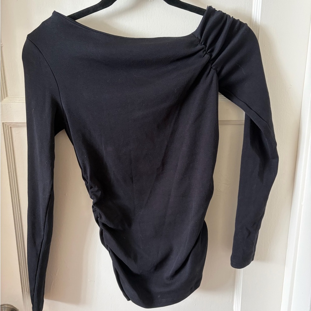Zara Black Long Sleeve Ruched Women's Top